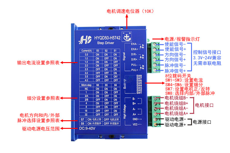 42/57步進電機驅(qū)動器 自發(fā)脈沖 驅(qū)動控制一體 QD50(圖1)